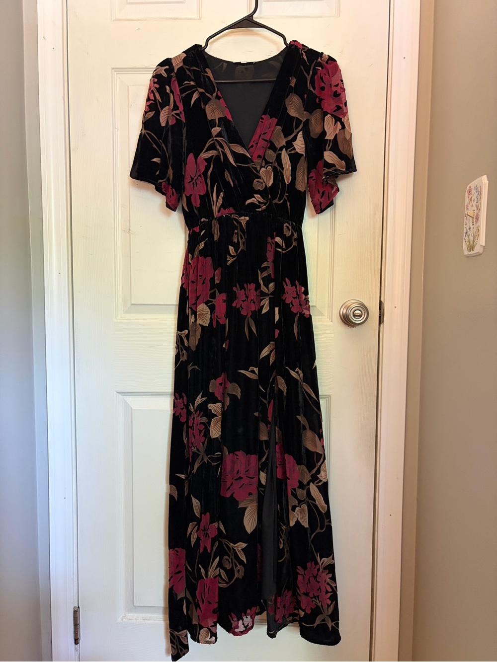 Baltic Born | Uma Velvet Maxi Dress | Merlot + Black Floral | Small